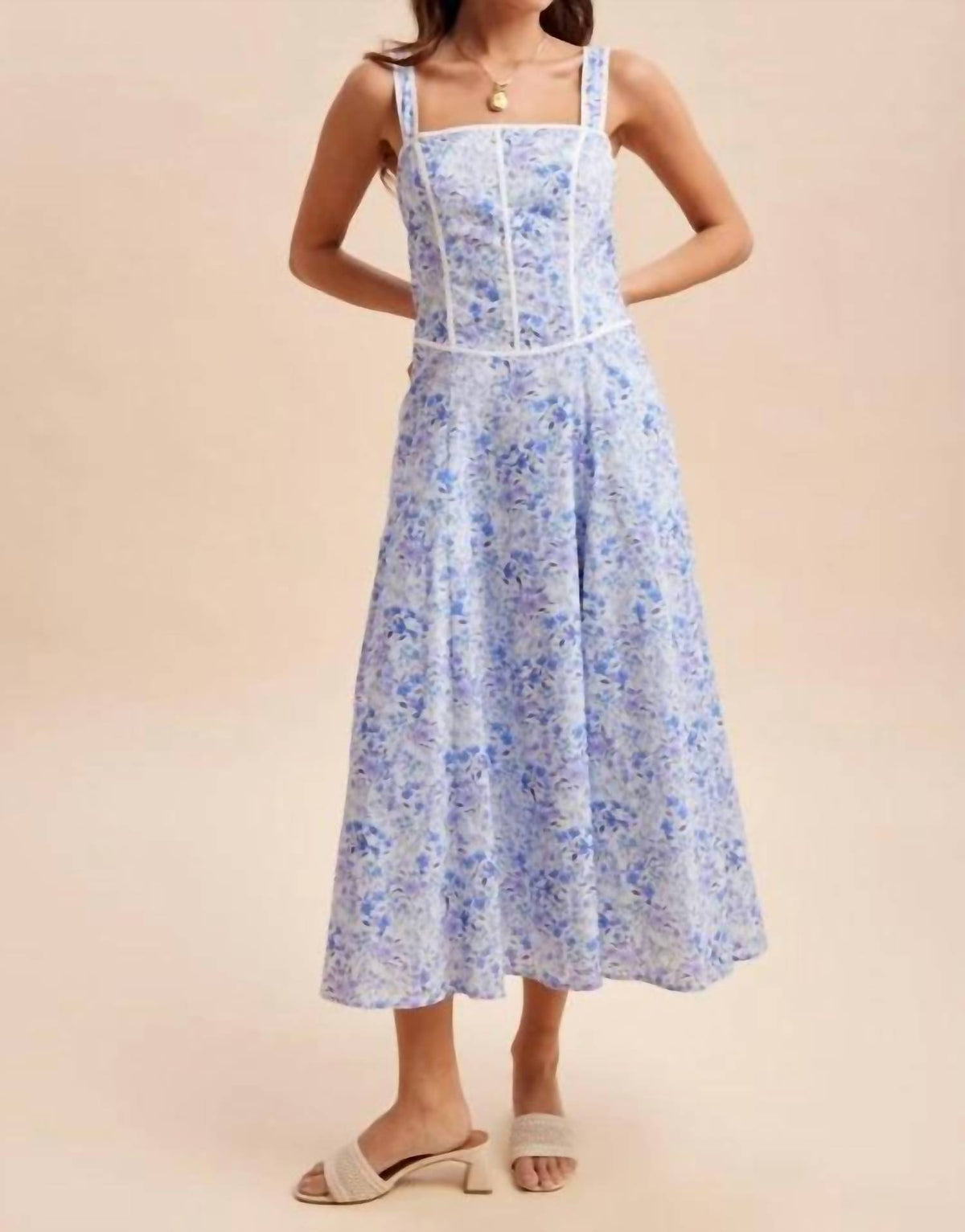 In-Loom - Contrast Piped Floral Maxi Dress