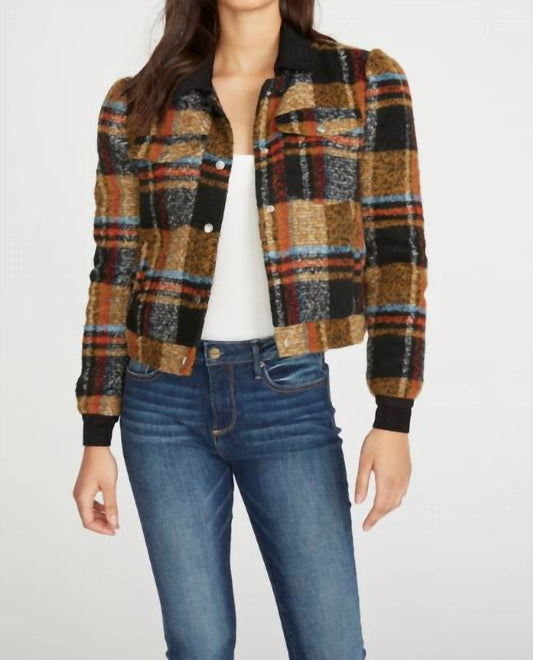 Puff Sleeve Plaid Jacket Fireside