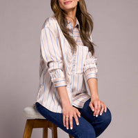 Tribal - Striped Button Up Blouse