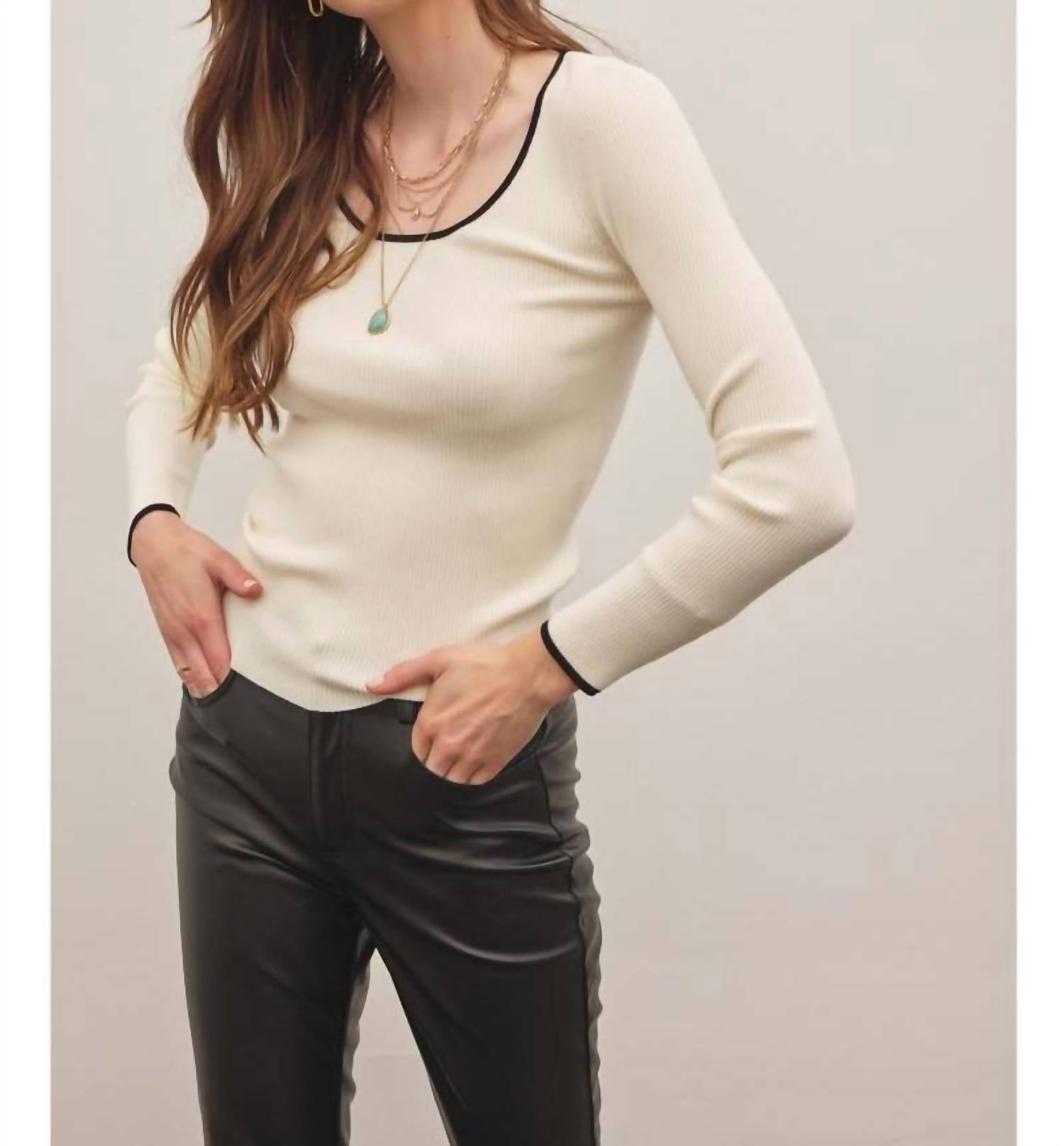 In February - Ribbed Romance Scoop Neck Sweater