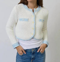 Central Park West Celeste Cardigan in white blue - women's cardigan