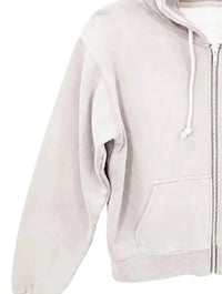 Katie J NYC Girl's Cody Zip Hoodie in ecru - kids' shirt - detail view