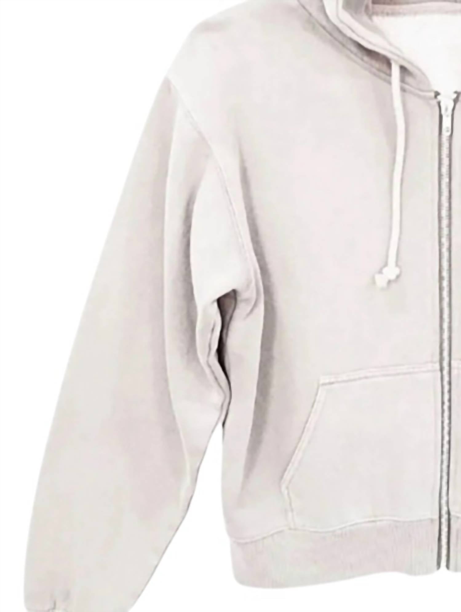 Katie J NYC Girl's Cody Zip Hoodie in ecru - kids' shirt - detail view