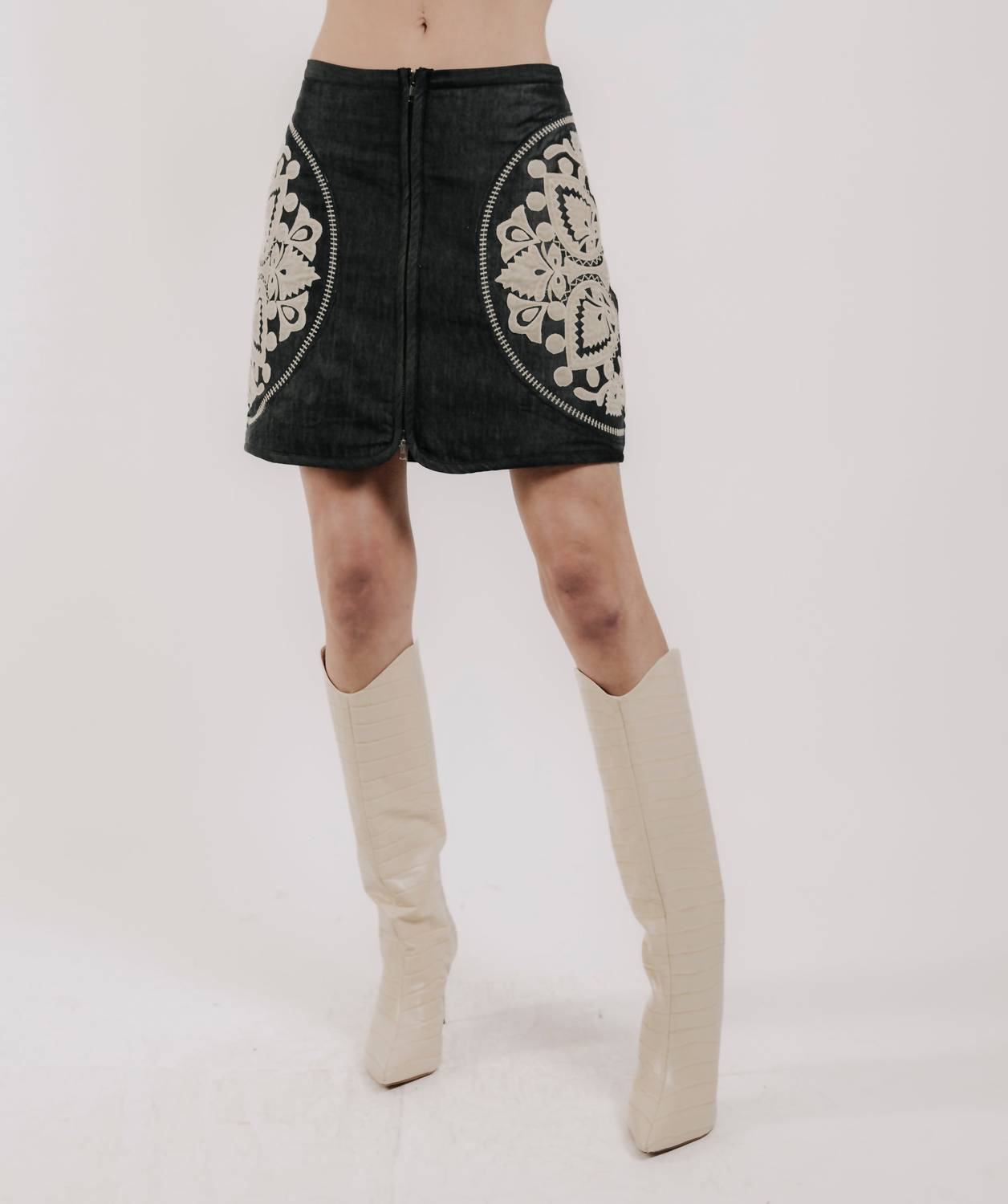 LOVE THE LABEL Ayla Mini Skirt in charcoal - women's skirt - alternate view