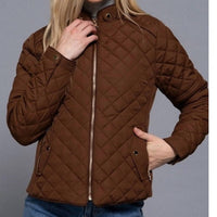 Active Basic Suede Piping Quilted Jacket in hazelnut brown - women's jacket - view 4