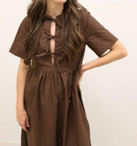 Olivaceous - Stella Bow Front Relaxed Fit Midi Dress