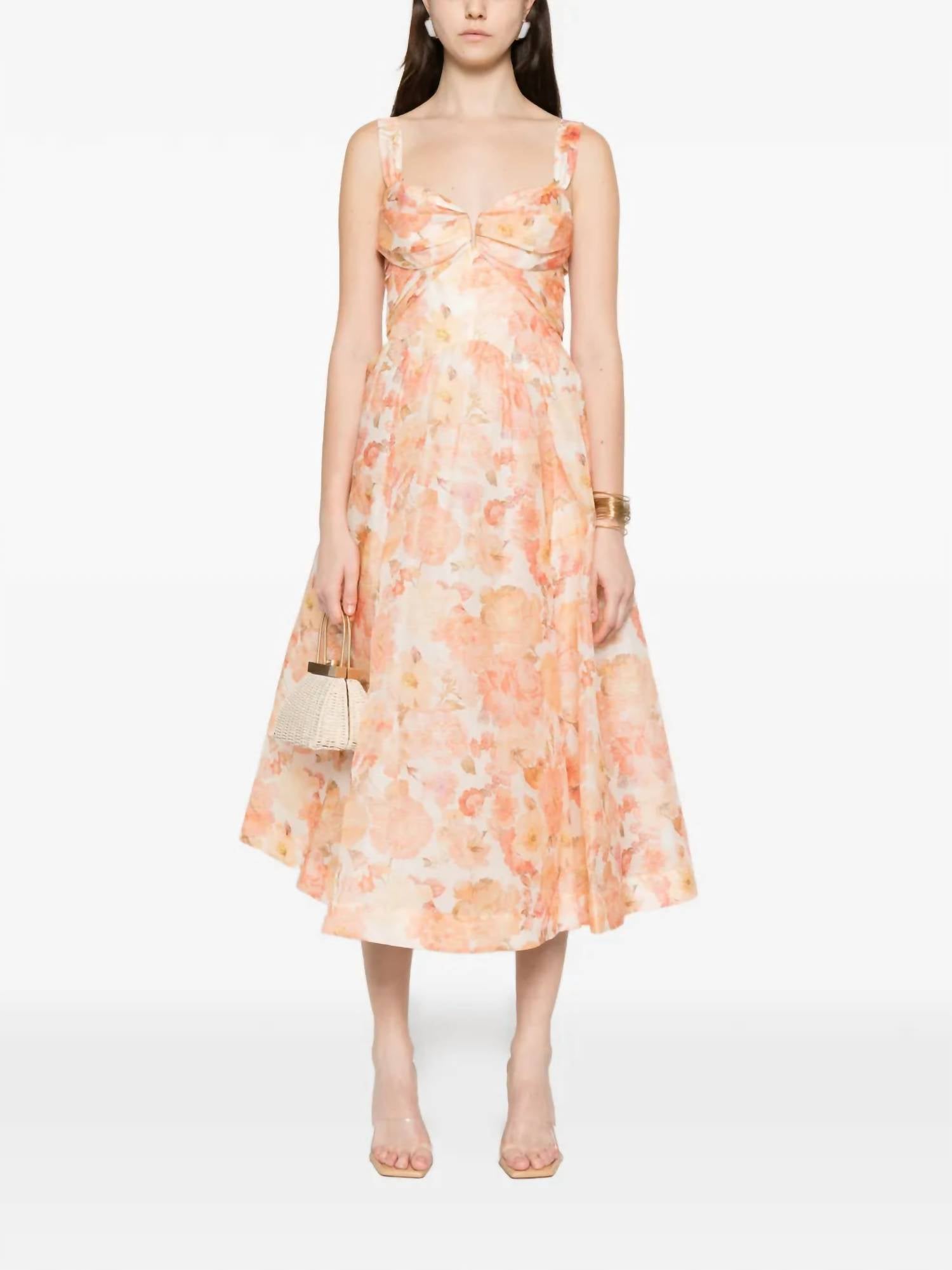 Zimmermann Rebellion Drape Midi Dress in golden bloom - women's dress