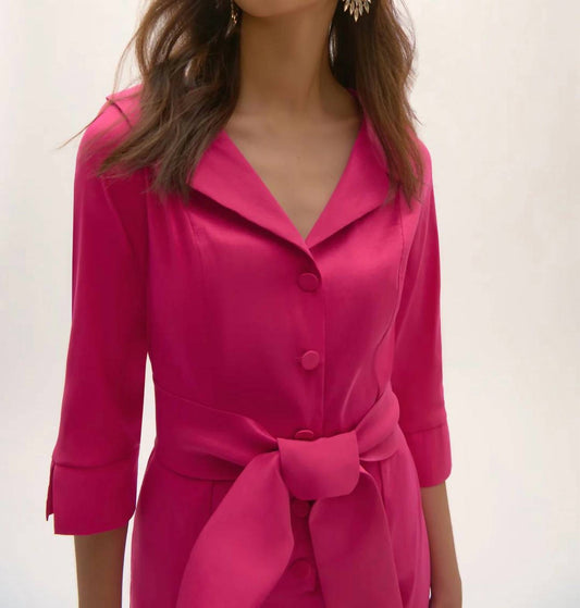 Joseph Ribkoff - Geranium Stretch Taffeta Sheath Dress with Sash Belt