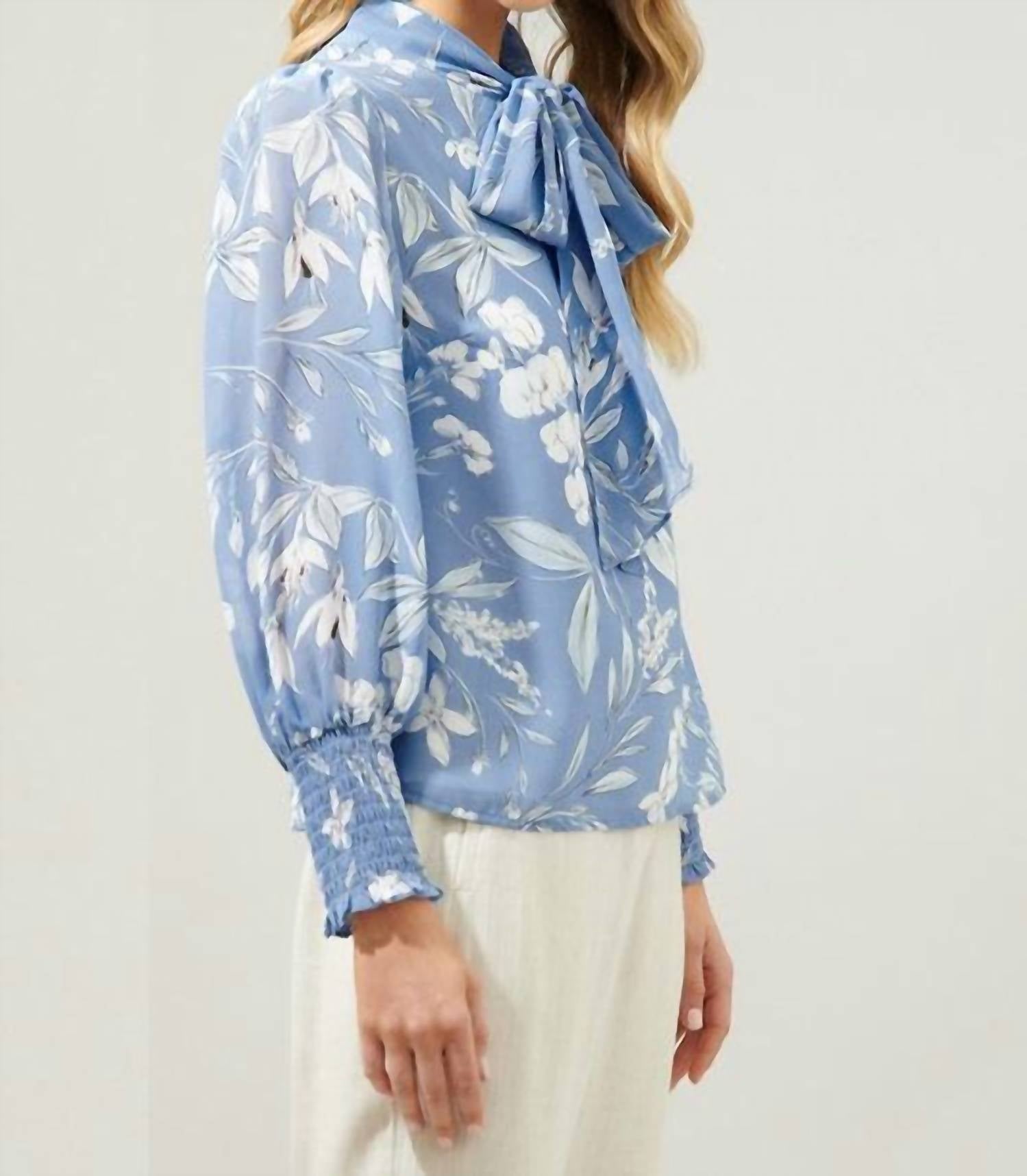 Sugarlips - Tie Neck Long Sleeve Blouse