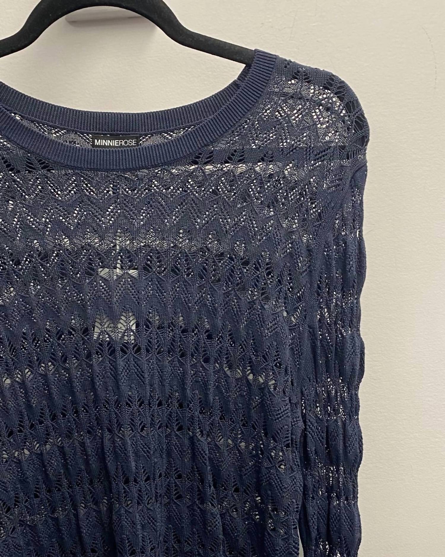 Minnie Rose - Women's Scallop Weave Sweater
