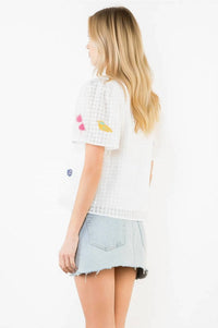 Thml - Short Sleeve Embroidery Detail Top