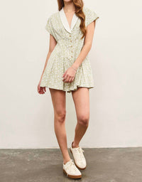 Mustard Seed - Women's V Neck Shawl Collar Pleated Romper