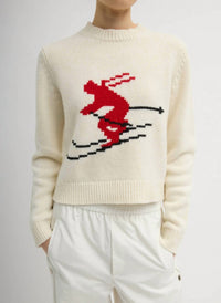 Tibi Soft Wool Ski Shrunken Sweater in ivory - women's sweater