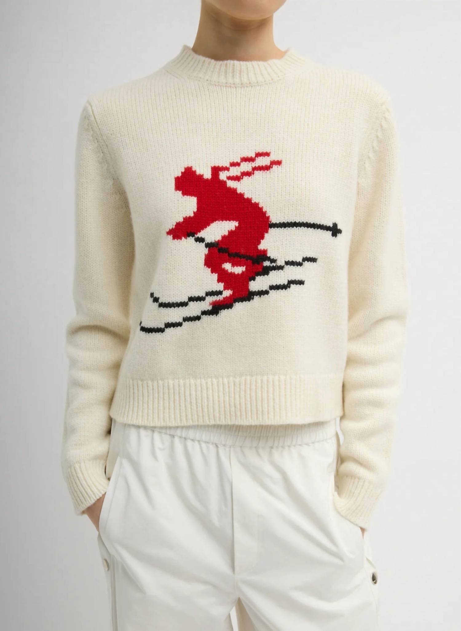 Tibi Soft Wool Ski Shrunken Sweater in ivory - women's sweater