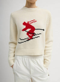 Tibi Soft Wool Ski Shrunken Sweater in ivory multi - women's sweater