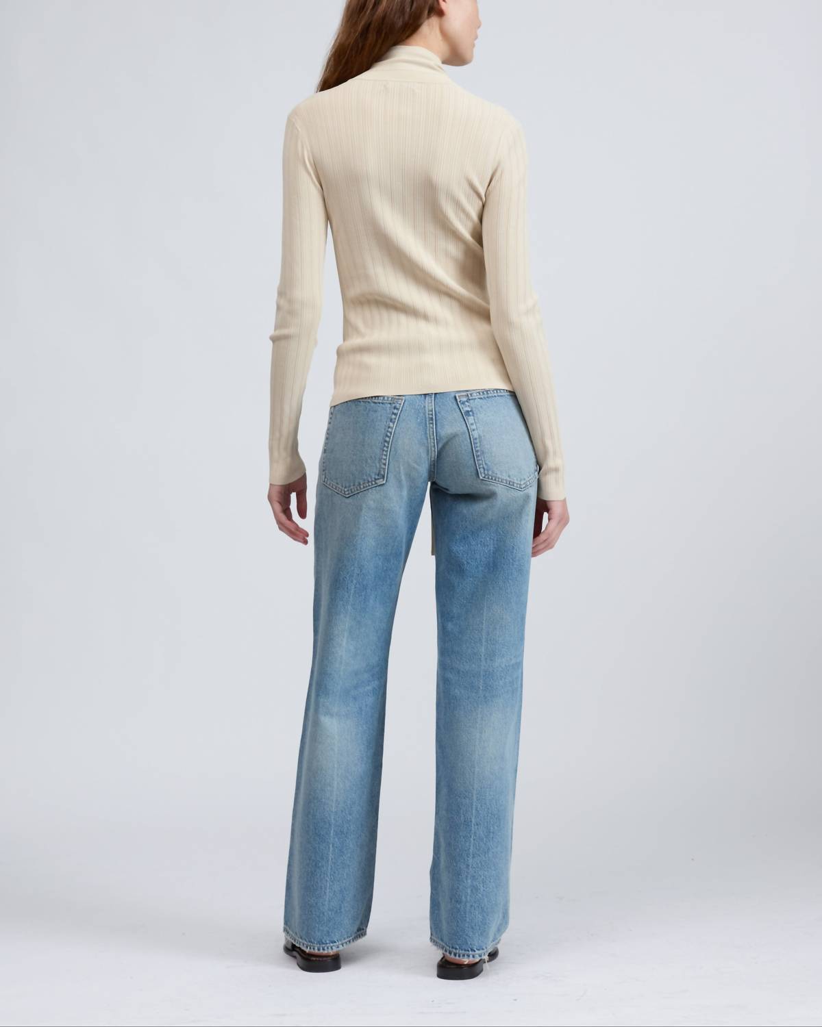Rag & Bone Gianna Button Up Top in beige - women's blouse - detail view