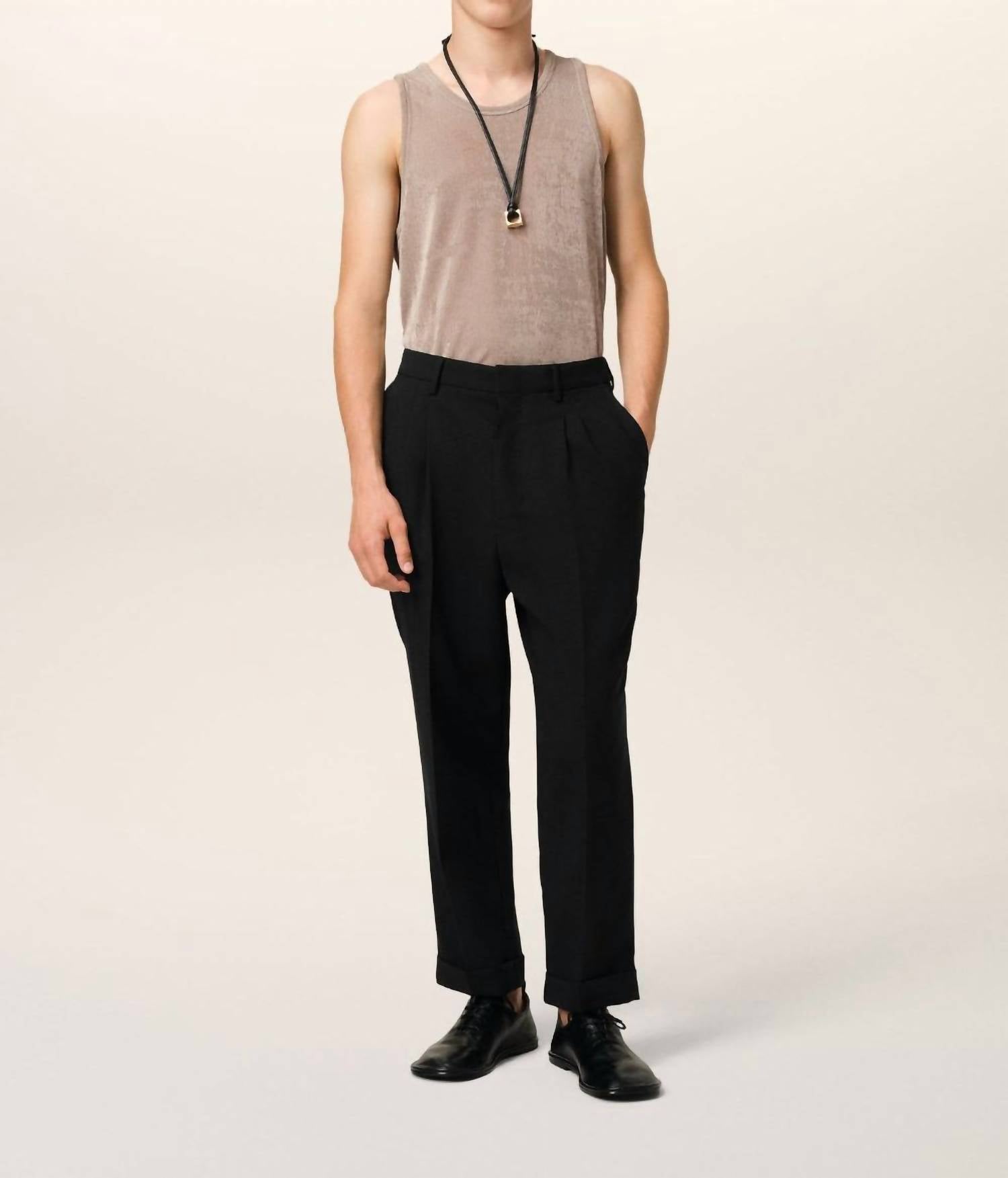 Ami Paris Wool Carrot Fit Trousers in black - men's pants