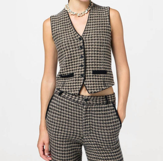 Guest In Residence - Houndstooth Tailored Cashmere Vest