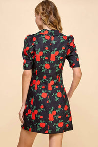 TCEC Rose Mini Dress in black - women's dress - alternate view