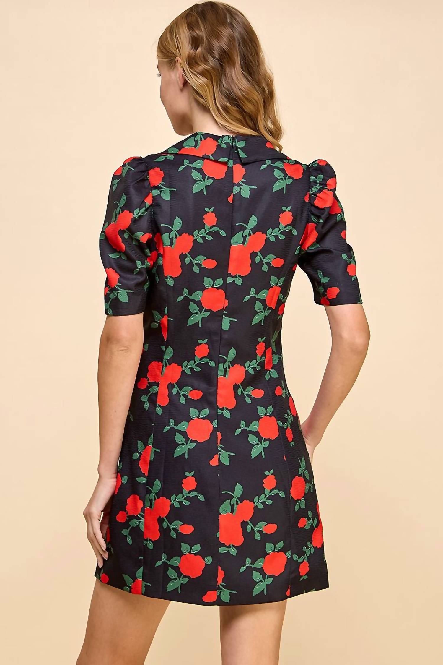 TCEC Rose Mini Dress in black - women's dress - alternate view