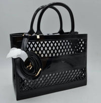 Empire Jelly Tote Crossbody Bag in black - women's bag - detail view