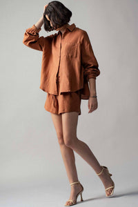 Urban Daizy - Crinkle Cotton Gauze Resort Button-Up Set