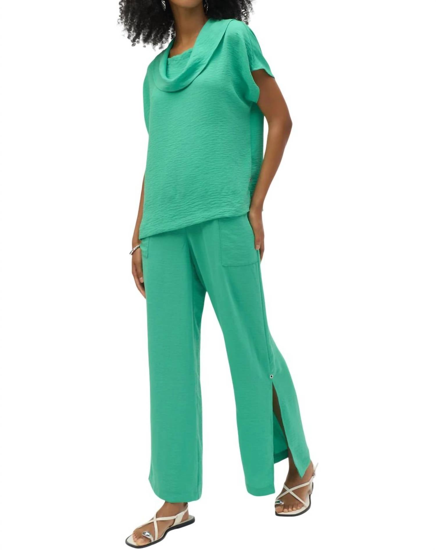 Joseph Ribkoff Matching Pant And Top Set in garden green - women's sleepwear - alternate view