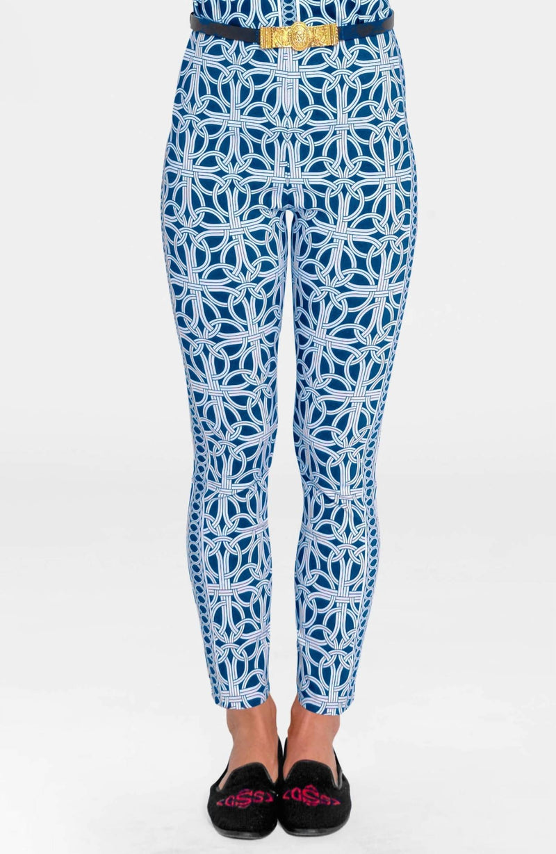GRETCHEN SCOTT Gripeless Pull On Pants in ring toss navy - women's pants