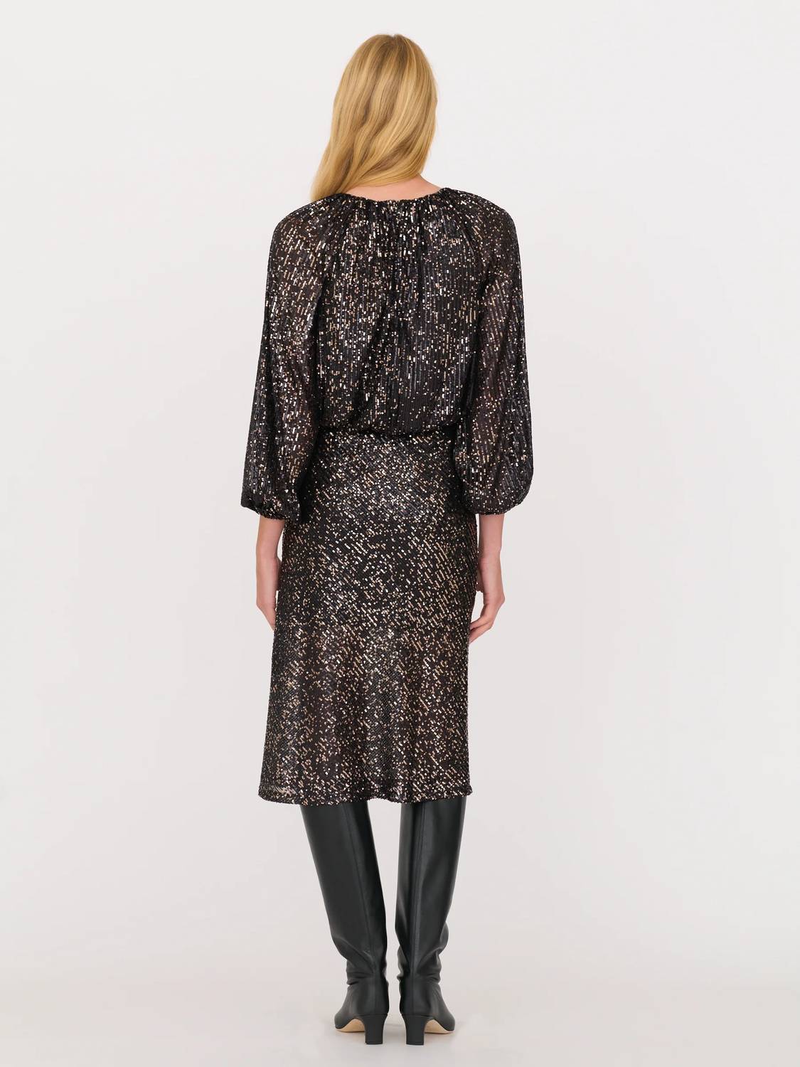 SECULAR Ava Sequin Top in black rose gold - women's long sleeve top - view 4