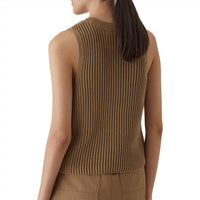 CLOSED Women's Short Sleeved Knit Top in nutmeg - women's tank top - detail view