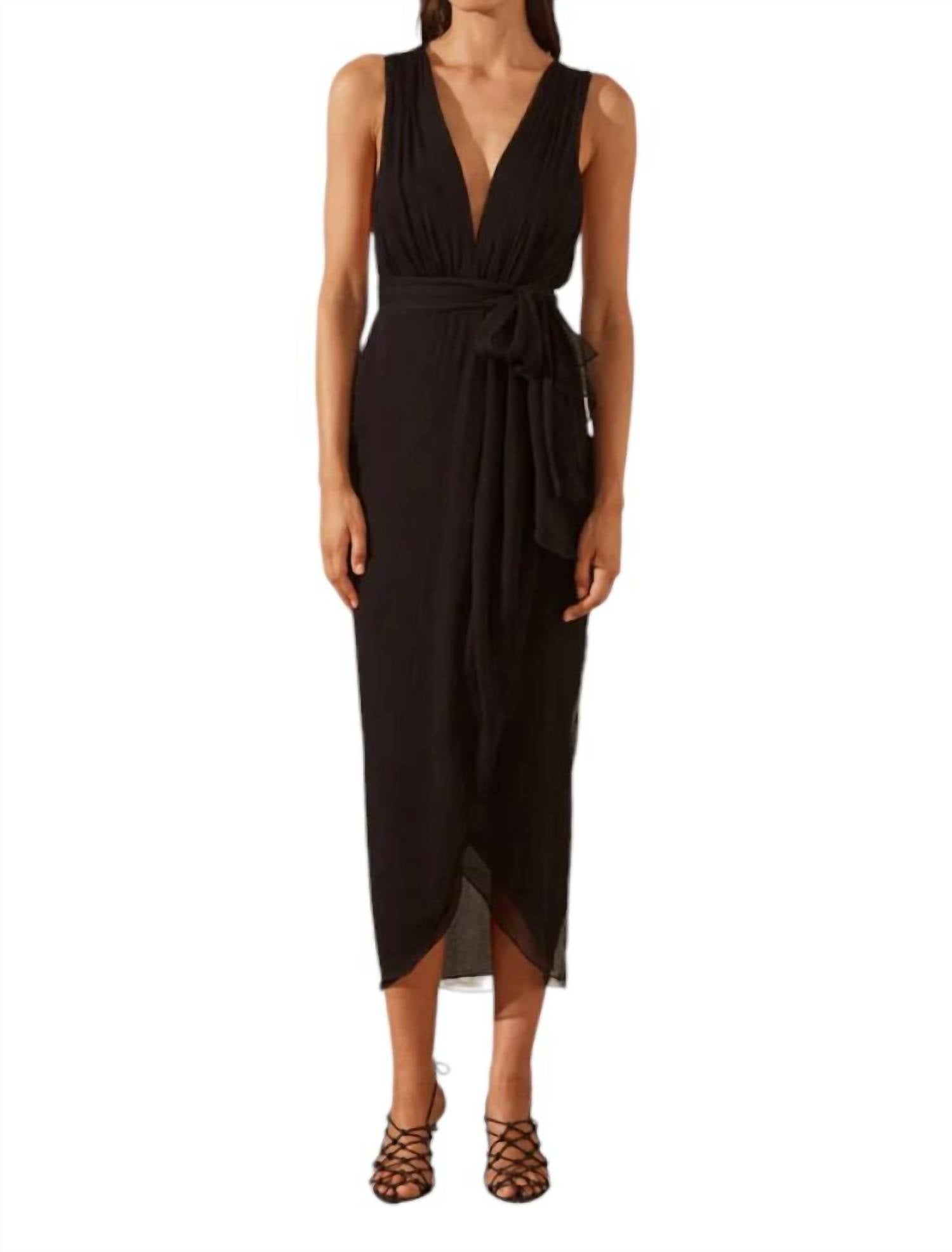 Shona Joy - ISOLA PLUNGED CROSS BACK MIDI DRESS