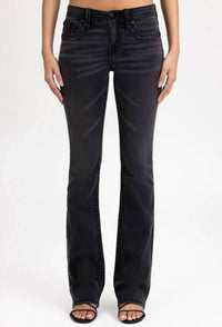 Miss Me - Women's Rice Stitch Mid-rise Boot Cut Jeans