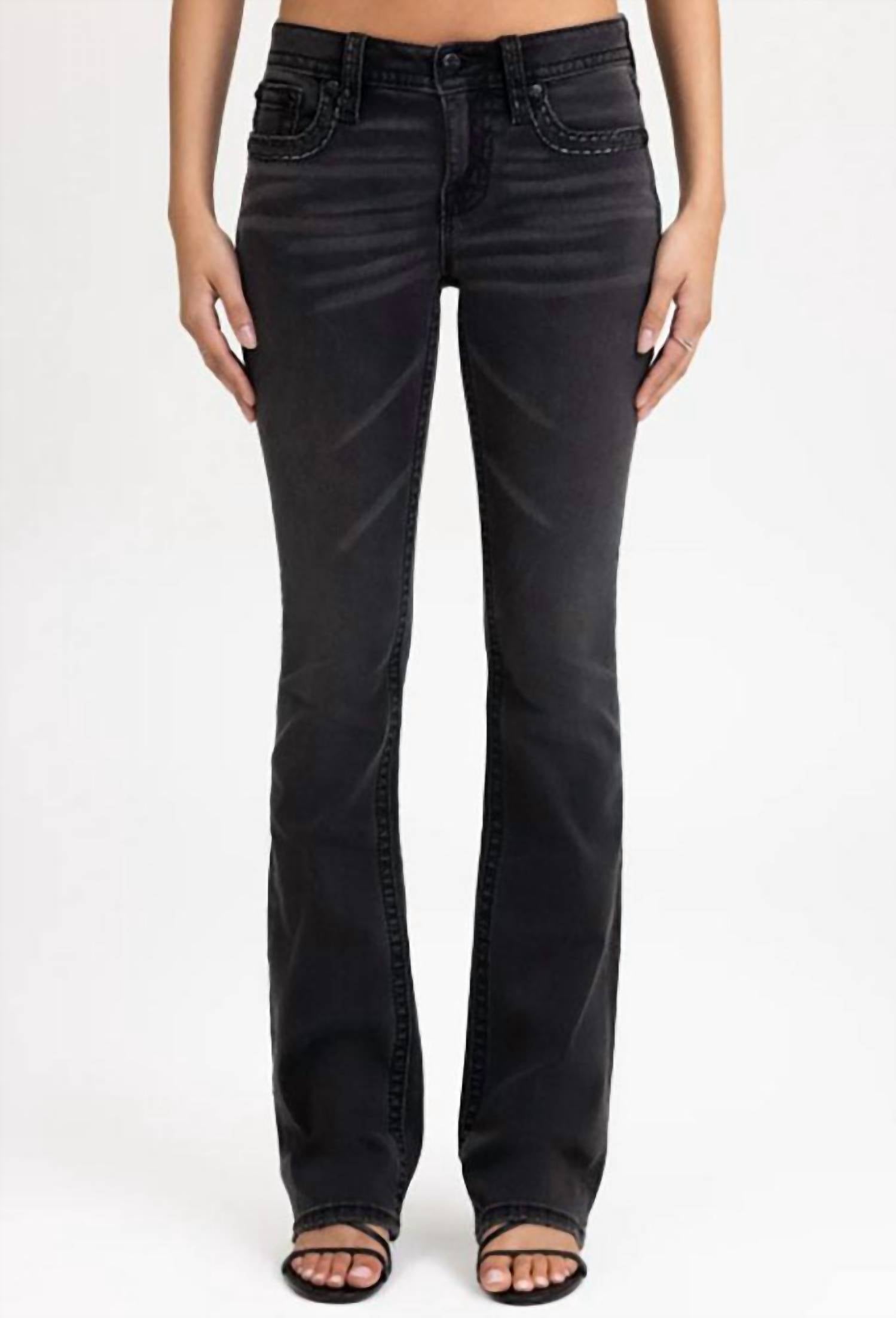 Miss Me - Women's Rice Stitch Mid-rise Boot Cut Jeans
