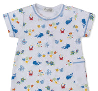 Kissy Kissy - Boy's Ocean Antics Blue Short Playsuit