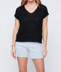 Renuar Harbor Breeze Knit Top in black - women's t-shirt