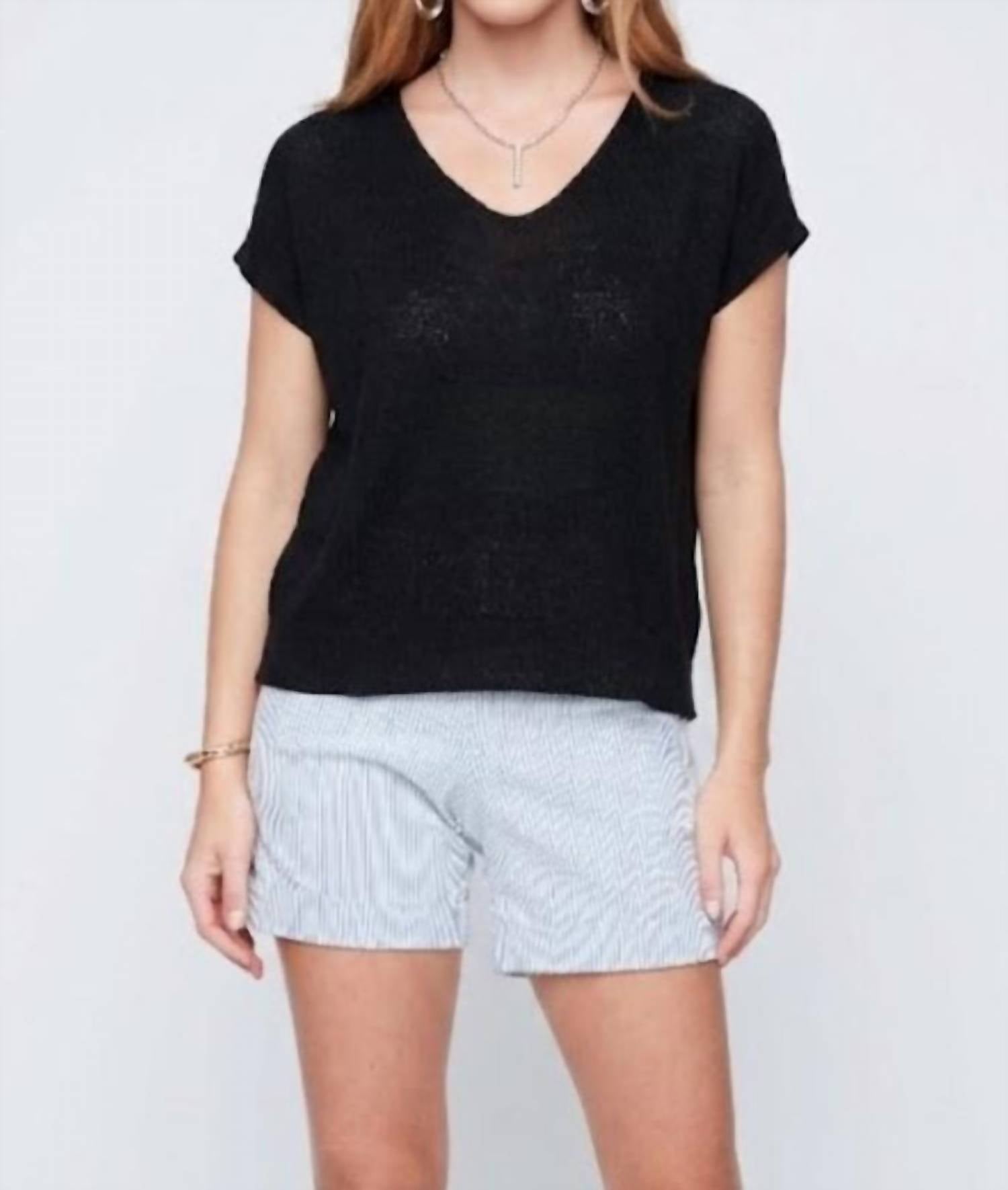 Renuar Harbor Breeze Knit Top in black - women's t-shirt