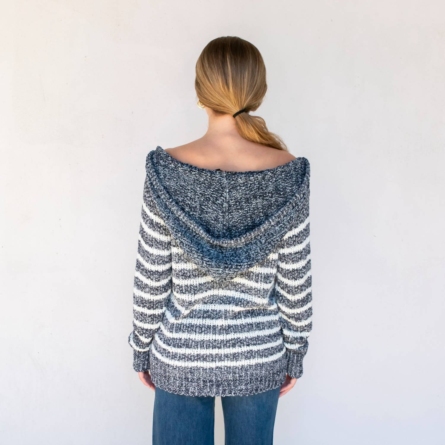 White + Warren - Speckled Striped Hoodie