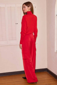 SKIES ARE BLUE Light Satin Pant in red - women's pants - alternate view