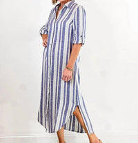 CHARLIE B Duster Dress in blue stripe 1 - women's dress