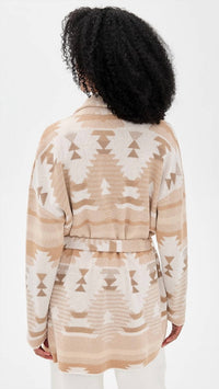 Splendid Aztec Shawl Collar Cardigan in burnt orange - women's cardigan - detail view
