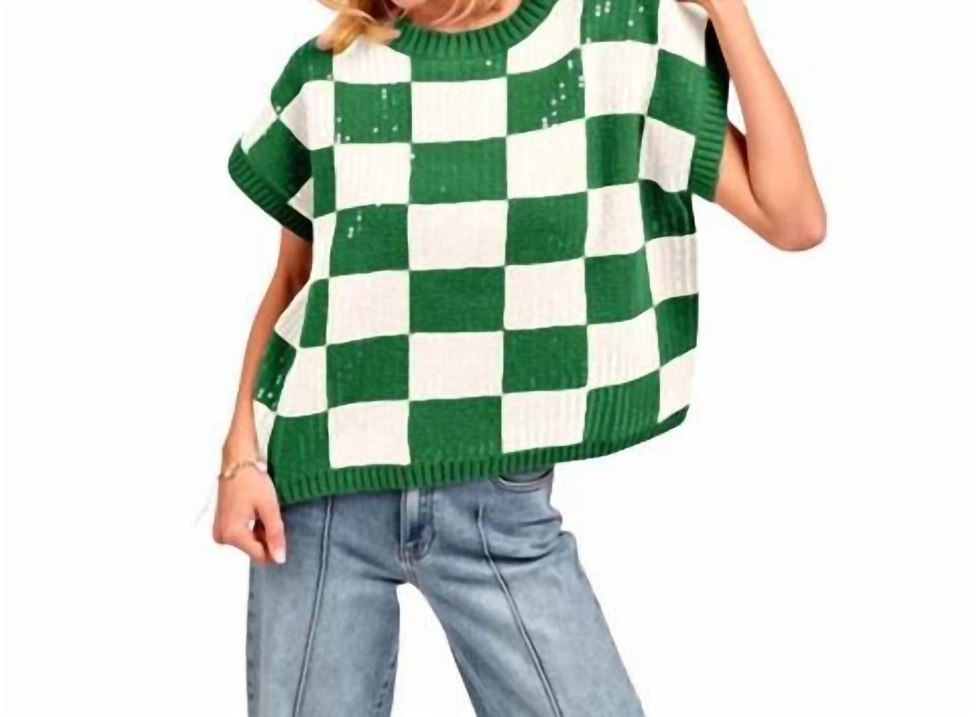 Bibi - Sequin Short Sleeve Sweater Top