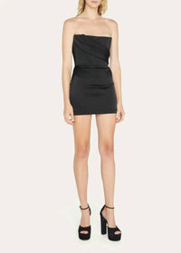 Alex Perry - Satin Crepe Strapless Corset Drape Mini Dress