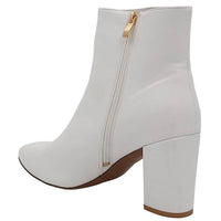 Smash Shoes Women's Chiku Chunky Heel Pointed Toe Boots in white - women's shoe - alternate view