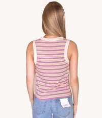 Hem & Thread - Round Neck Ribbed Striped Tank Top
