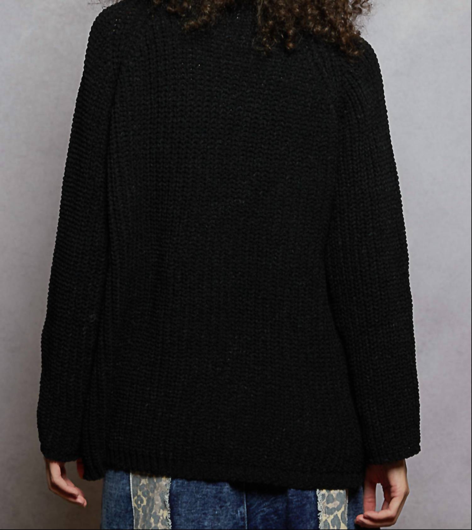 POL Long Sleeve Relaxed Open Cardigan in black - women's cardigan - view 4
