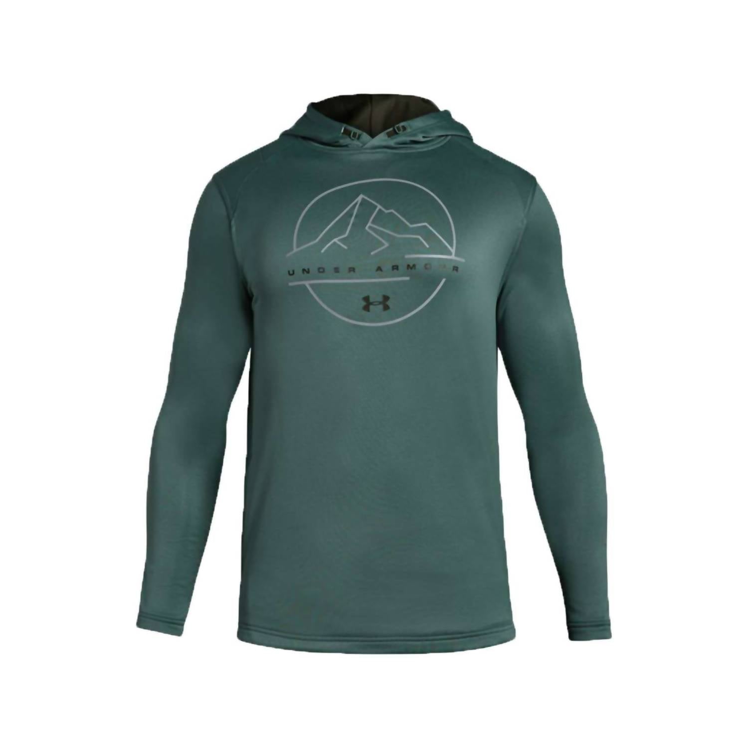 UNDER ARMOUR Men's Tech Terry Mtn Graphic Hoodie in toddy green - men's shirt