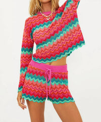 Beach Riot Balboa Short in strawberry ice chevron - women's shorts - alternate view