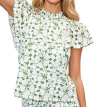 Glam - Chelsea Embroidered Eyelet Blouse & Short Set