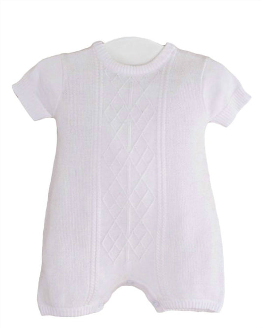 Little Things Mean A Lot - Boy's Sweater Knit Romper With Cable Stitch