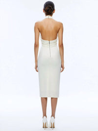 Alice + Olivia - Suellen Twist Neck Halter Midi Dress
